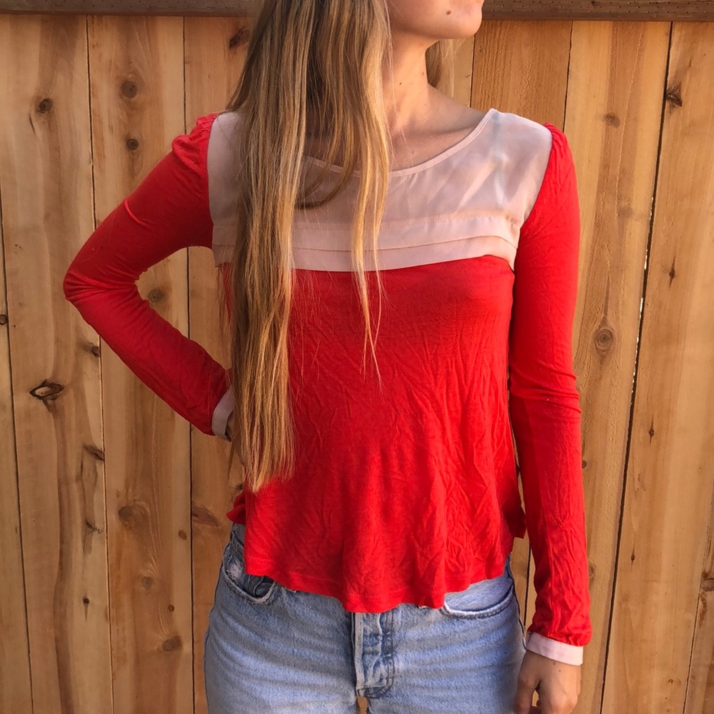 Red/ Light pink Blouse. Size XS. Urban Outfitters